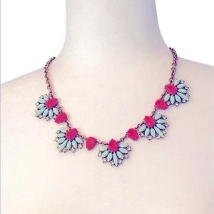 J.Crew Coral Mint Jeweled Statement Necklace